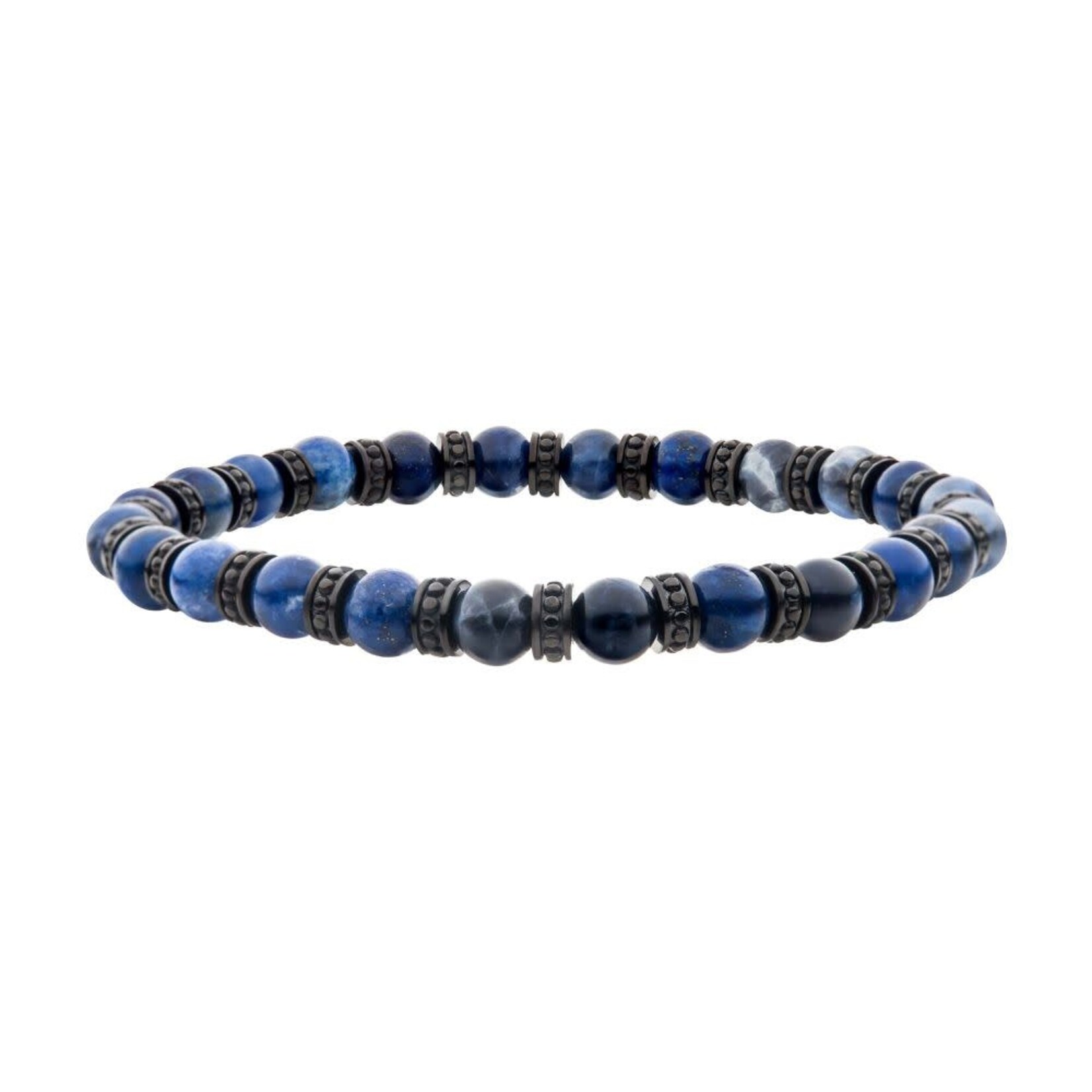 Inox 6.5mm Black Disks with Lapis & Sodalite Beads - 8 inch