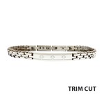 Inox Trim Cut with Etched Cross Steel Bracelet 7.75"-8.25"