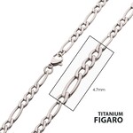 Inox 4.7mm Titanium Figaro Chain Necklace