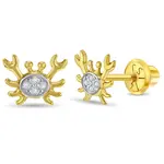 In Season 14k Gold CZ Curious Crab Earrings