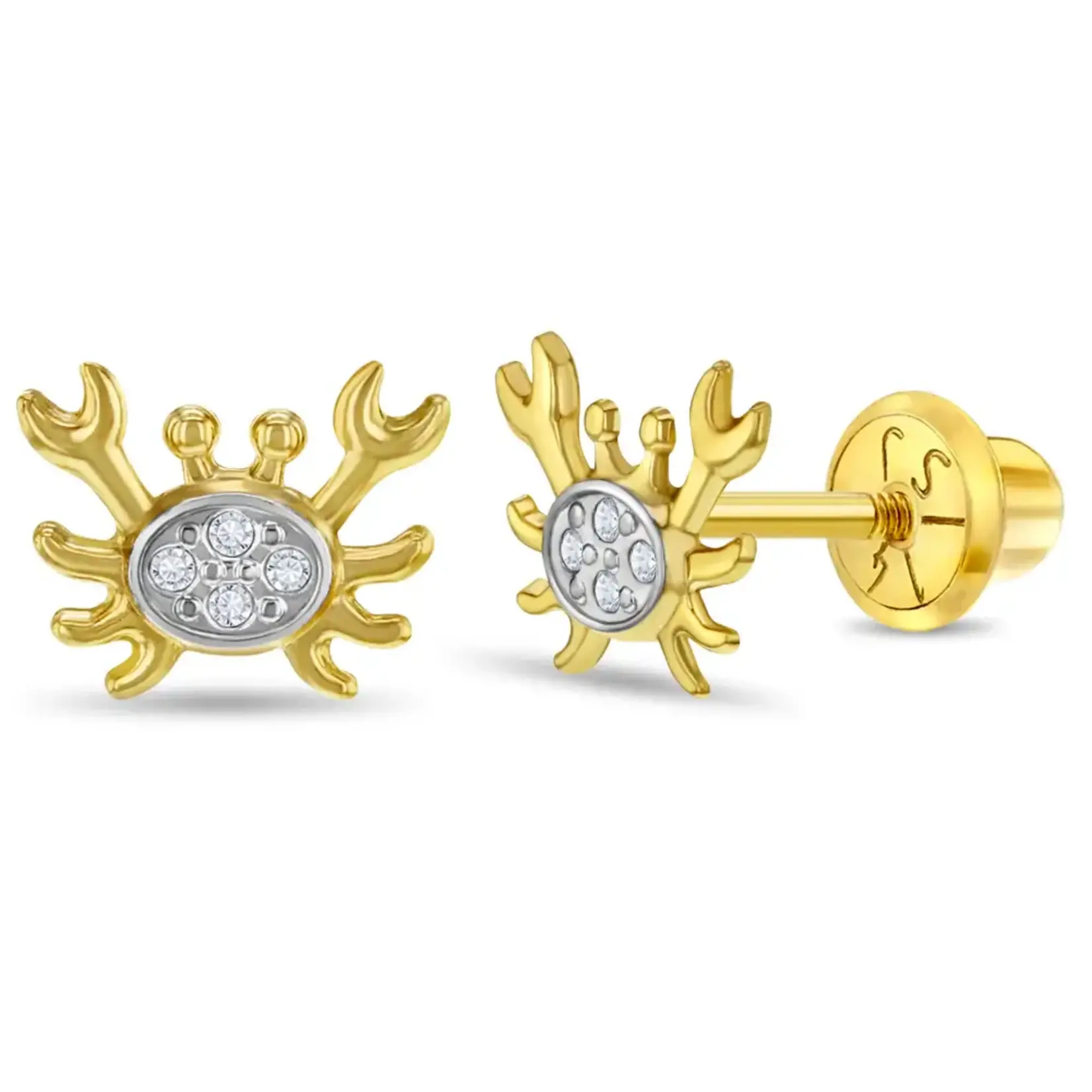In Season 14k Gold CZ Curious Crab Earrings