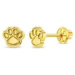 In Season 14k Gold Dog Paw Earrings Safety Screw Back