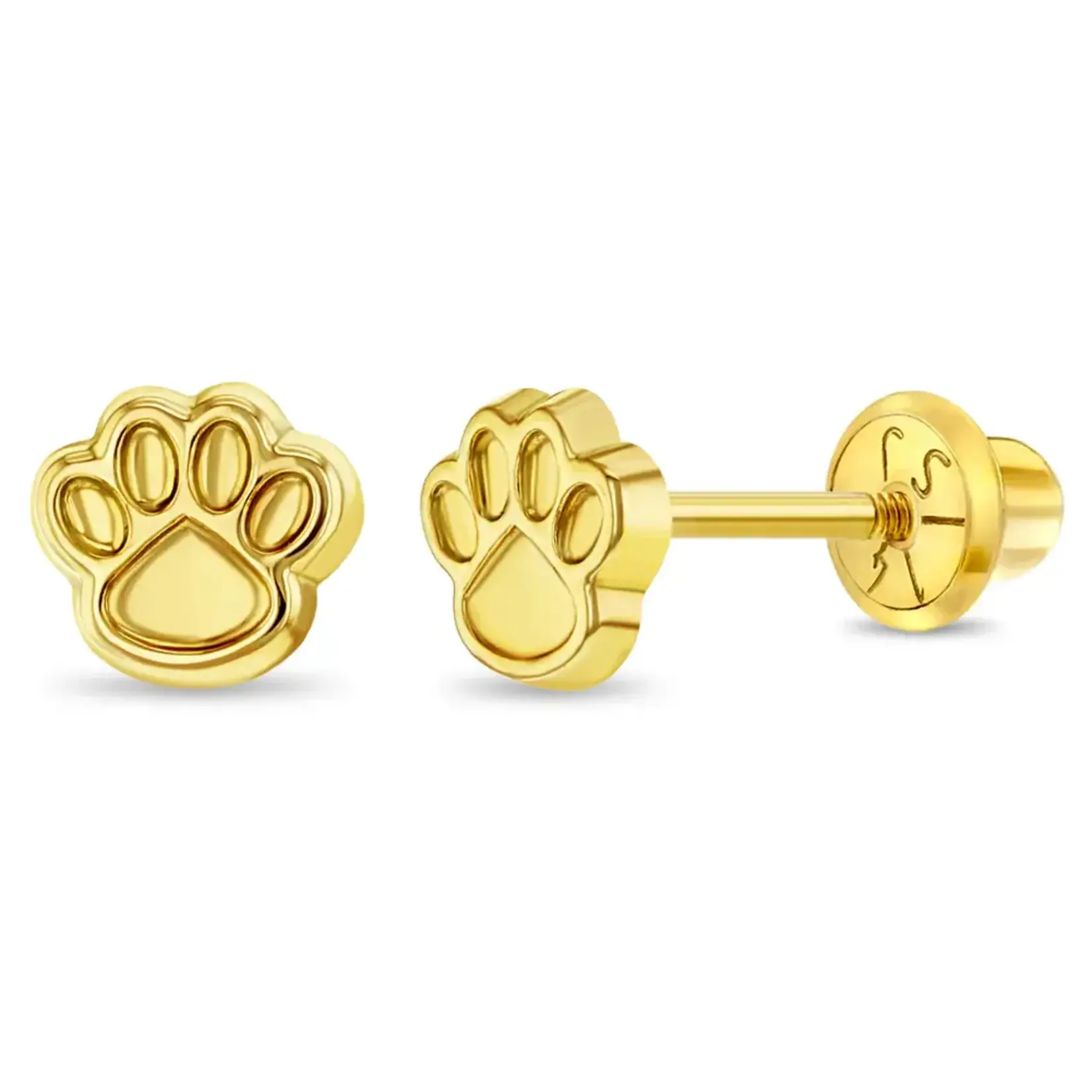 In Season 14k Gold Dog Paw Earrings Safety Screw Back