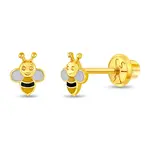 In Season 14k Gold Honey Bee Enamel Earrings  Safety Screw Back