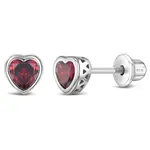 In Season SS Jan. Garnet CZ Heart Birthstone Earrings