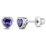 In Season SS Feb. Amethyst CZ Heart Birthstone Earrings