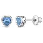 In Season SS Mar. Aquamarine CZ Heart Birthstone Earrings