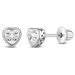 In Season SS Apr. Diamond CZ Heart Birthstone Earrings