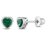 In Season SS May Emerald CZ Heart Birthstone Earrings