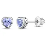 In Season SS June Alexandrite CZ Heart Birthstone Earrings