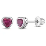 In Season SS July Ruby CZ Heart Birthstone Earrings