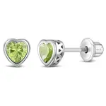 In Season SS Aug. Peridot CZ Heart Birthstone Earrings