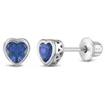 In Season SS Sept. Sapphire CZ Heart Birthstone Earrings