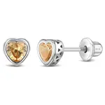 In Season SS Nov. Citrine CZ Heart Birthstone Earrings