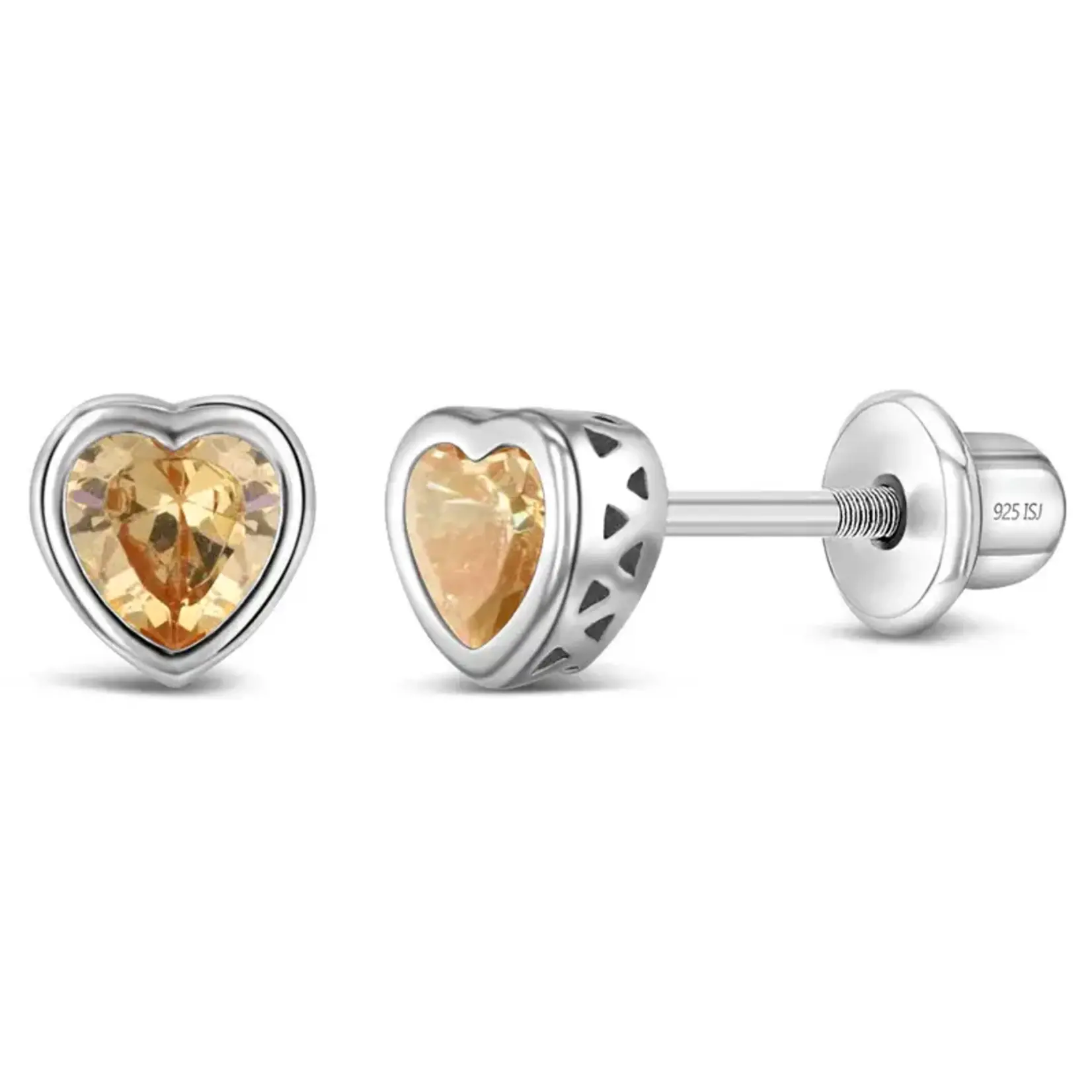 In Season SS Nov. Citrine CZ Heart Birthstone Earrings