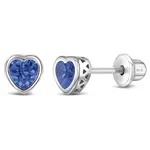 In Season SS Dec. Blue Topaz CZ Heart Birthstone Earrings