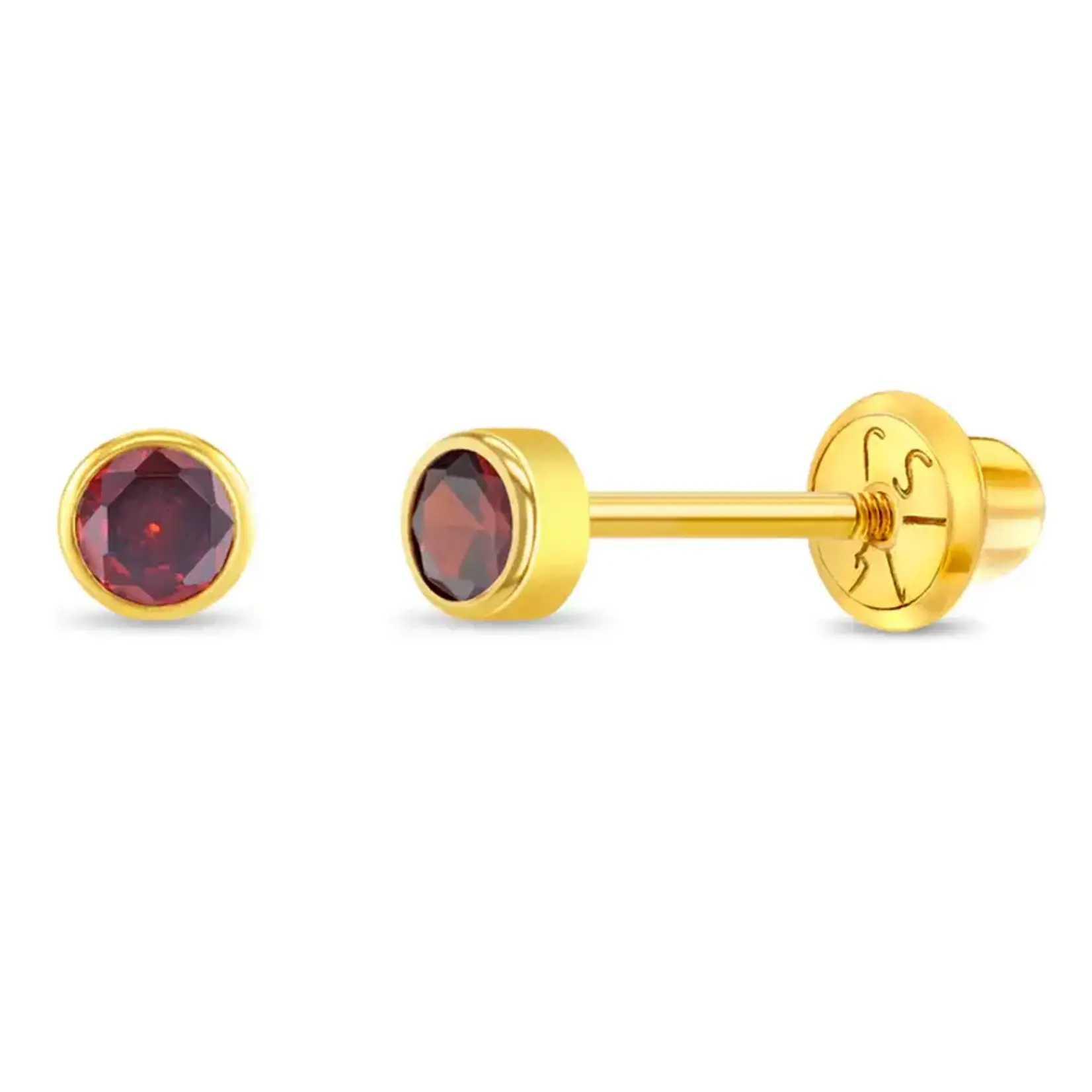 In Season 14k Gold Jan. Garnet CZ Tiny Bezel Birthstone Earrings