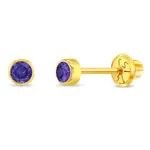 In Season 14k Gold Feb. Amethyst CZ Tiny Bezel Birthstone Earrings