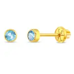 In Season 14k Gold Mar. Aquamarine Tiny Bezel CZ Birthstone Earrings