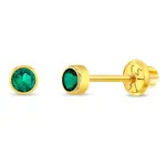 In Season 14k Gold May Emerald CZ Tiny Bezel Birthstone Earrings