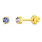 In Season 14k Gold June Alexandrite CZ Tiny Bezel Birthstone Earrings