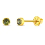 In Season 14k Gold Aug. Peridot CZ Tiny Bezel Birthstone Earrings