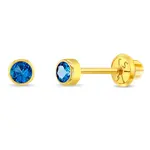 In Season 14k Gold Sept. Sapphire CZ Tiny Bezel Birthstone Earrings