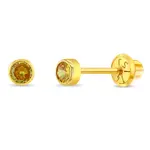 In Season 14k Gold Nov. Citrine CZ Tiny Bezel Birthstone Earrings