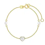 In Season 14k Gold 4.5-5.5" Mother of Pearl Heart With Pearls Baby / Toddler / Kids Bracelet