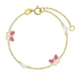 In Season 14k Gold 5.5" Pink Butterfly Bracelet Enamel