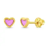 In Season 14k Gold Pretty in Pink Heart Earrings Safety Screw Back