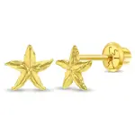 In Season 14k Gold Starfish Earrings Safety Screw Back