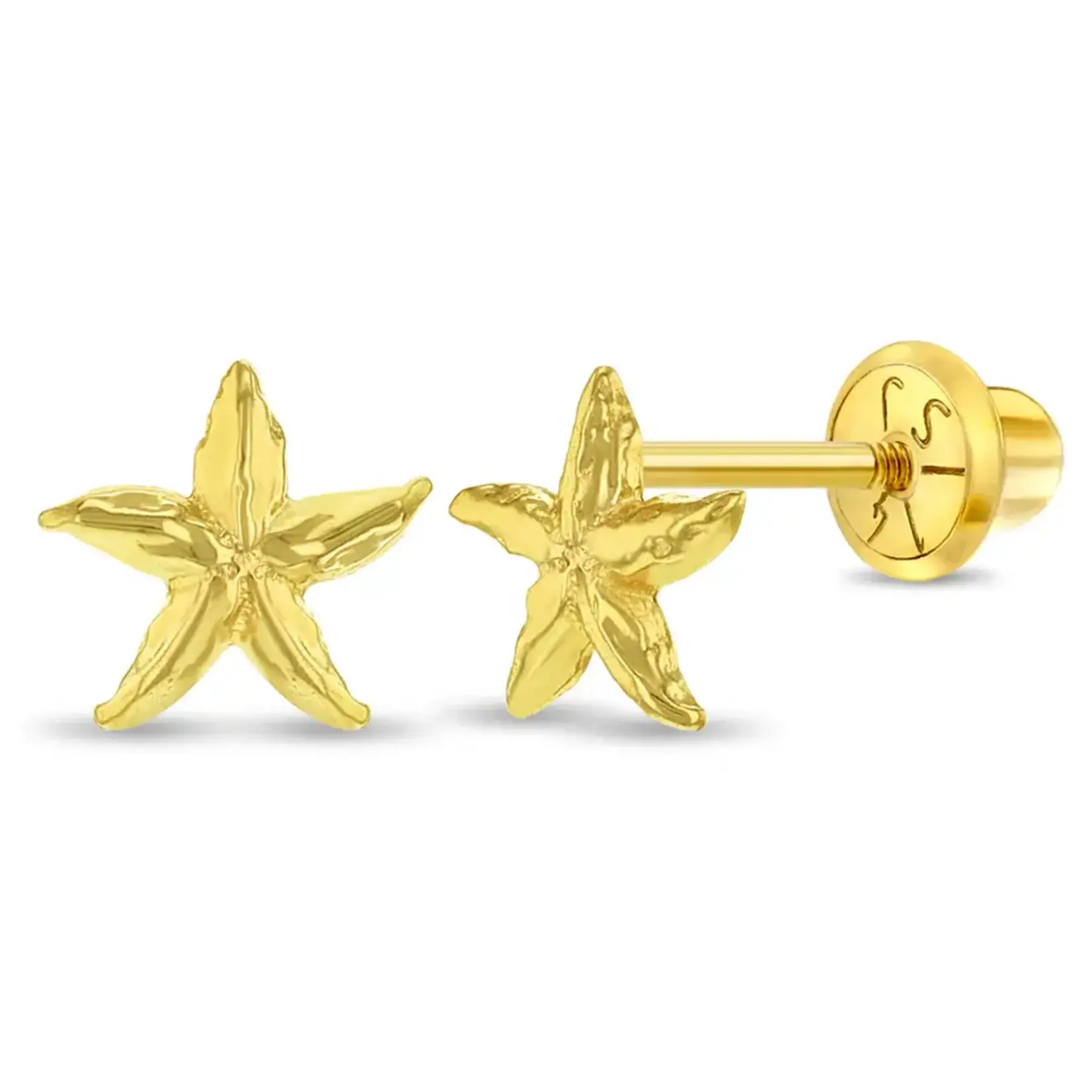 In Season 14k Gold Starfish Earrings Safety Screw Back