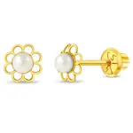 In Season 14k Gold Flower Freshwater Pearl Earrings Safety Screw Back