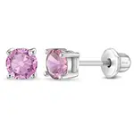 In Season SS Round 4mm Oct. Pink Tourmaline Earrings