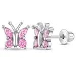 In Season SS Dainty Butterfly CZ Pink Earrings