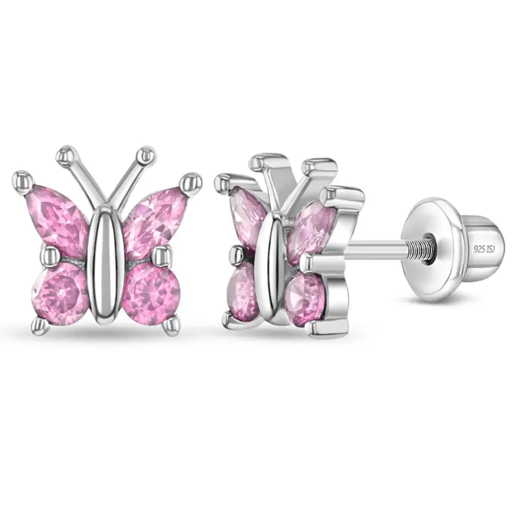 In Season SS Dainty Butterfly CZ Pink Earrings