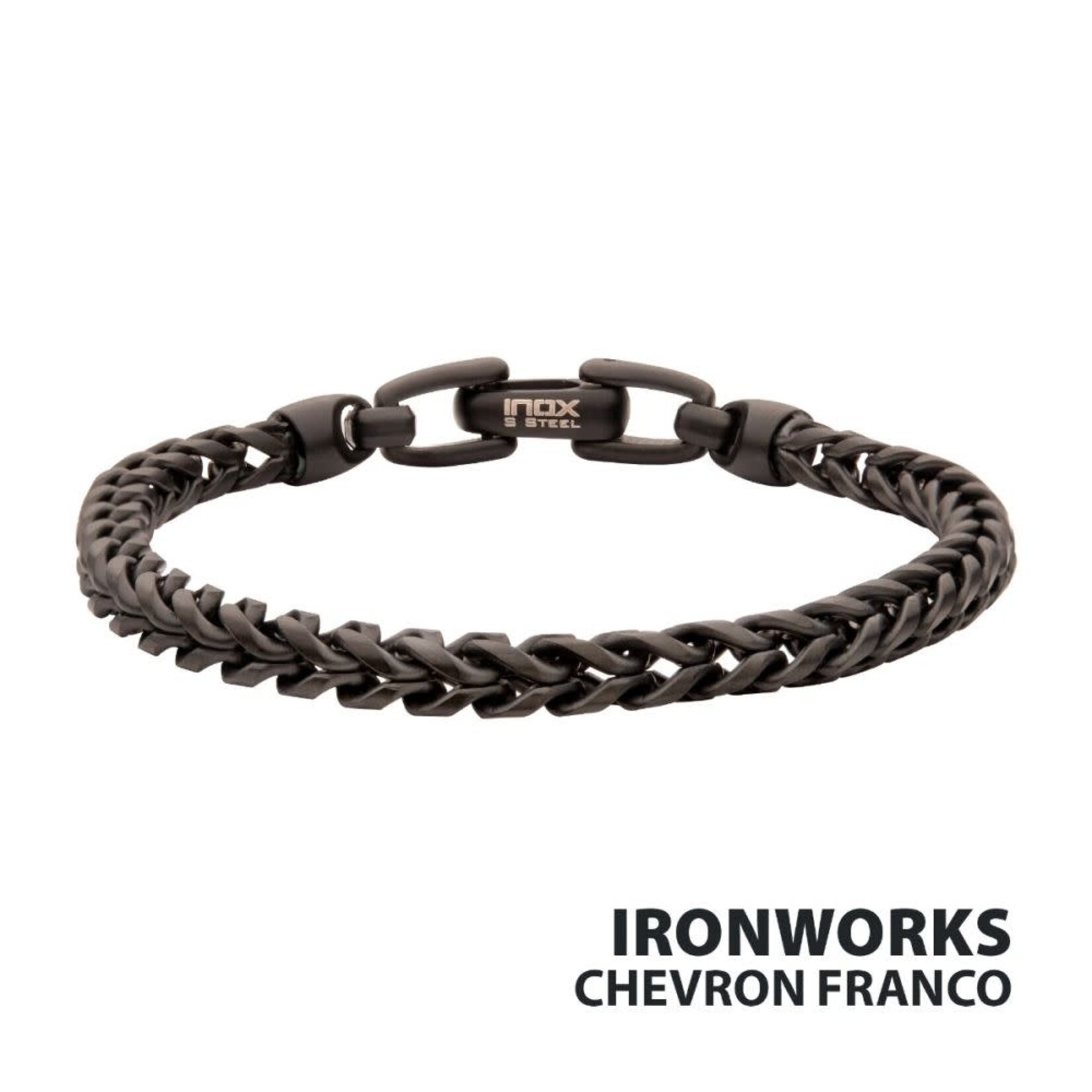 Inox 5mm Black IP Steel Sandblast Franco Chain Bracelet 8"