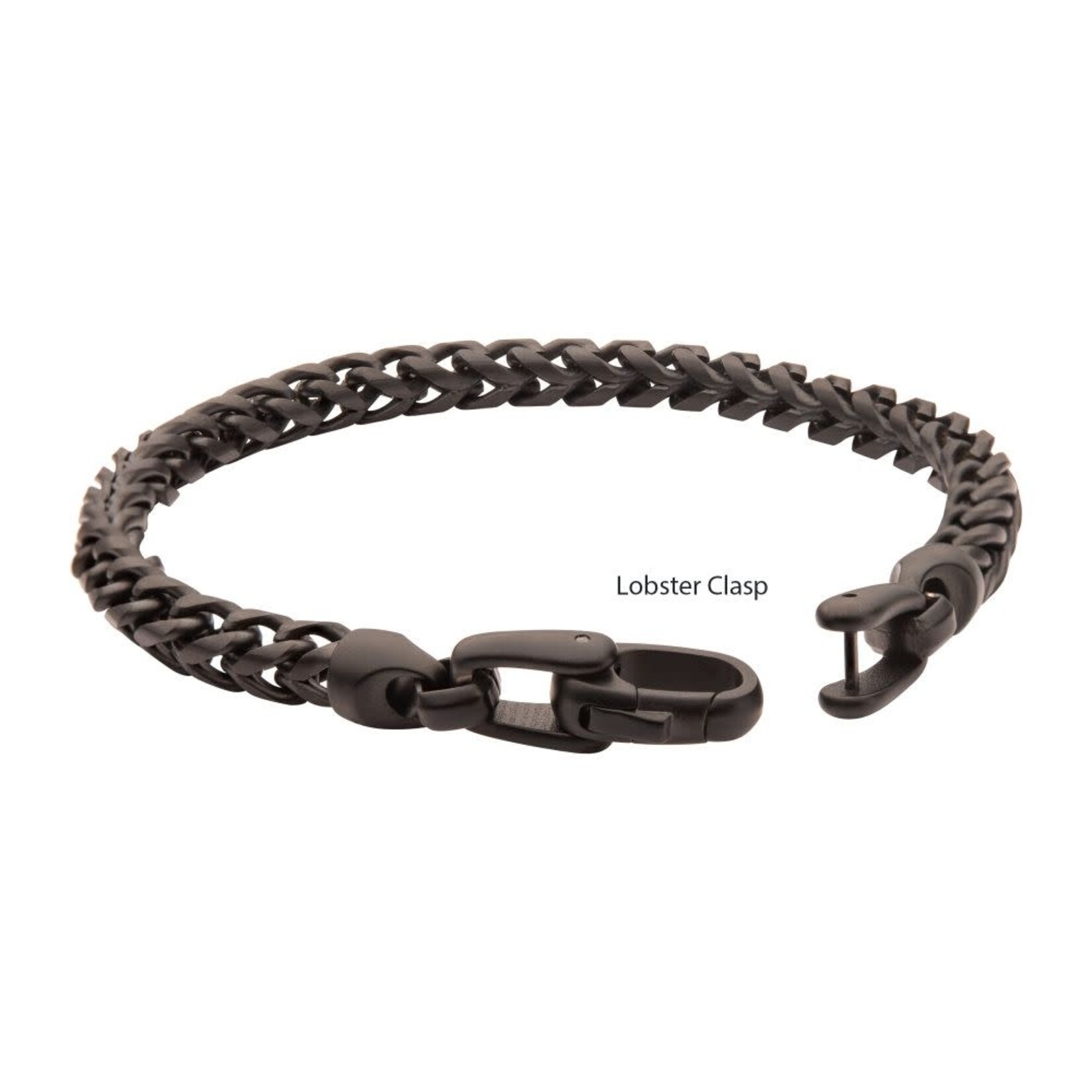 Inox 5mm Black IP Steel Sandblast Franco Chain Bracelet 8"