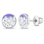 In Season SS Sprinkles Donut Purple/White Enamel Earrings