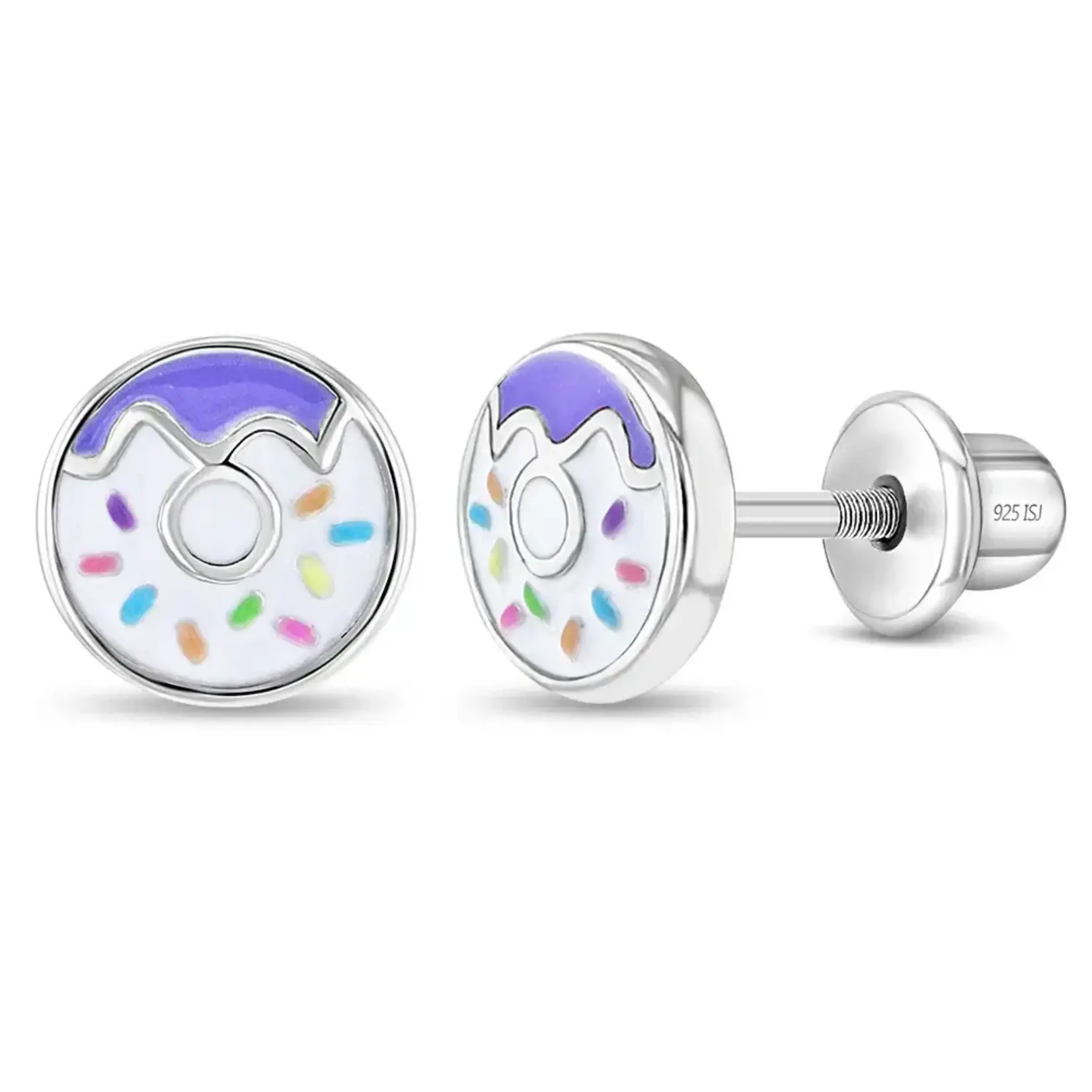 In Season SS Sprinkles Donut Purple/White Enamel Earrings