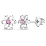 In Season SS Spring Flower Pink CZ Earrings