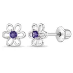 In Season SS Spring Flower Purple CZ Earrings