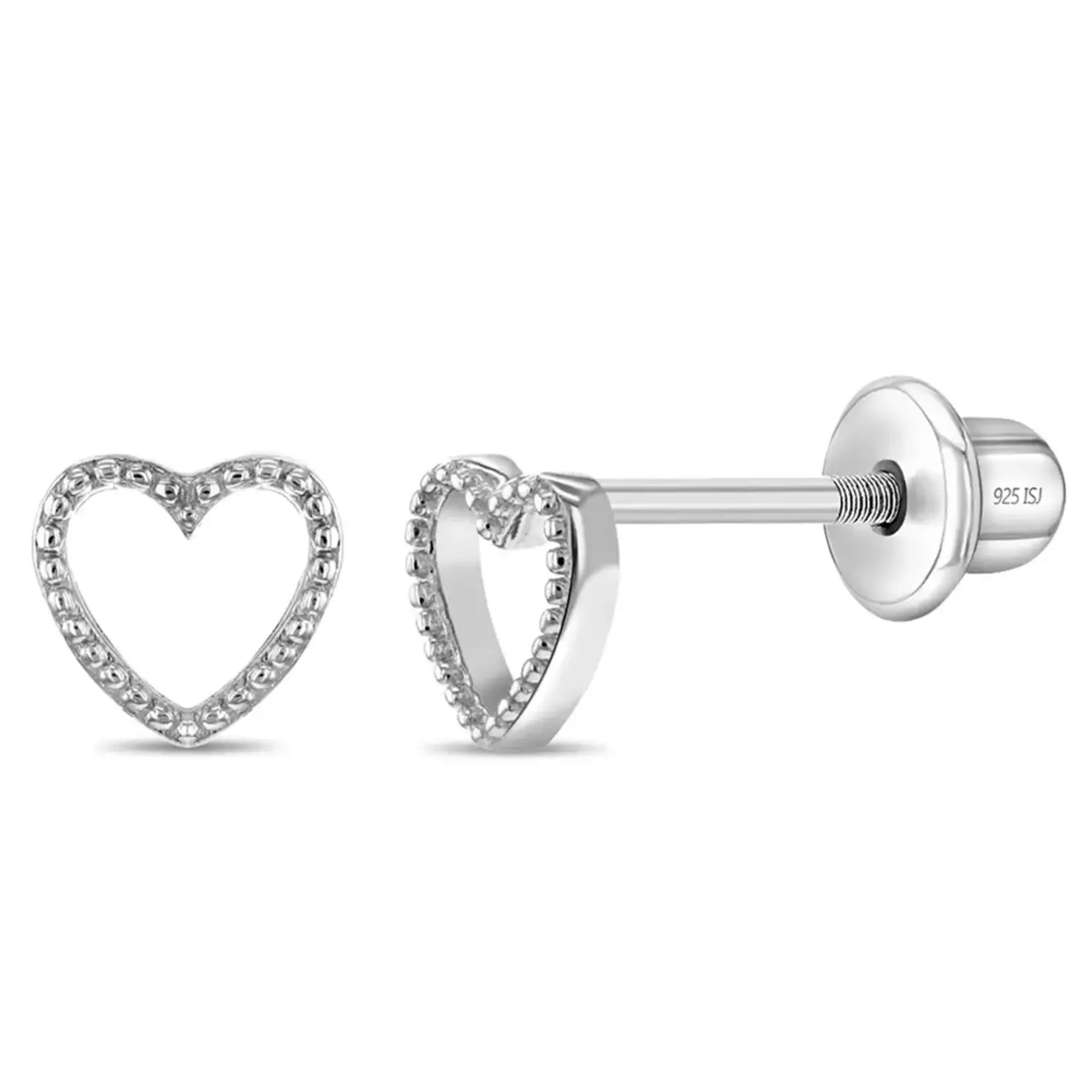 In Season SS Tiny Open Textured Heart 4mm Earrings