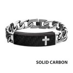 Inox Carbon Fiber Black with Cross & Steel Adjustable Link ID Bracelet