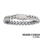 Inox 10mm Steel Miami Cuban Chain Bracelet with CNC Precision Set CZ Double Tab Box Clasp 8"