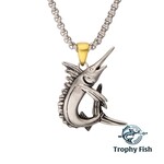 Inox Antiqued Matte Finish Steel Marlin Pendant