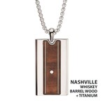 Inox Titanium & Whiskey Barrel Wood Inlay with Embedded Guitar String Pendant
