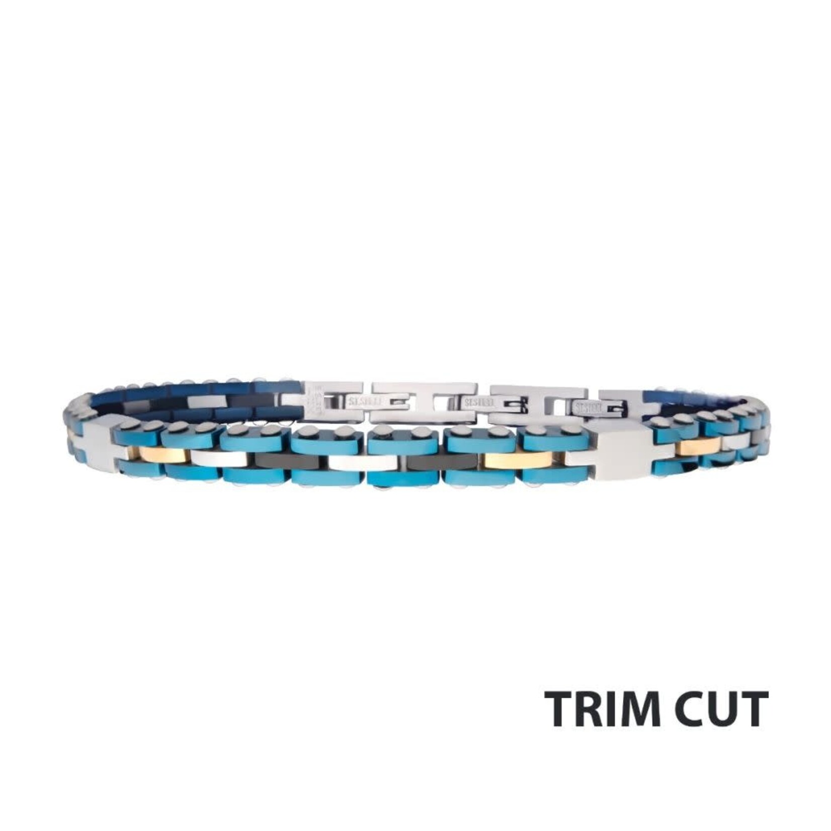 Inox Trim Cut Two Tone Blue IP Bracelet