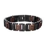 Inox Stainless Steel with Walnut Wood Link Bracelet 7.75"-8.25"